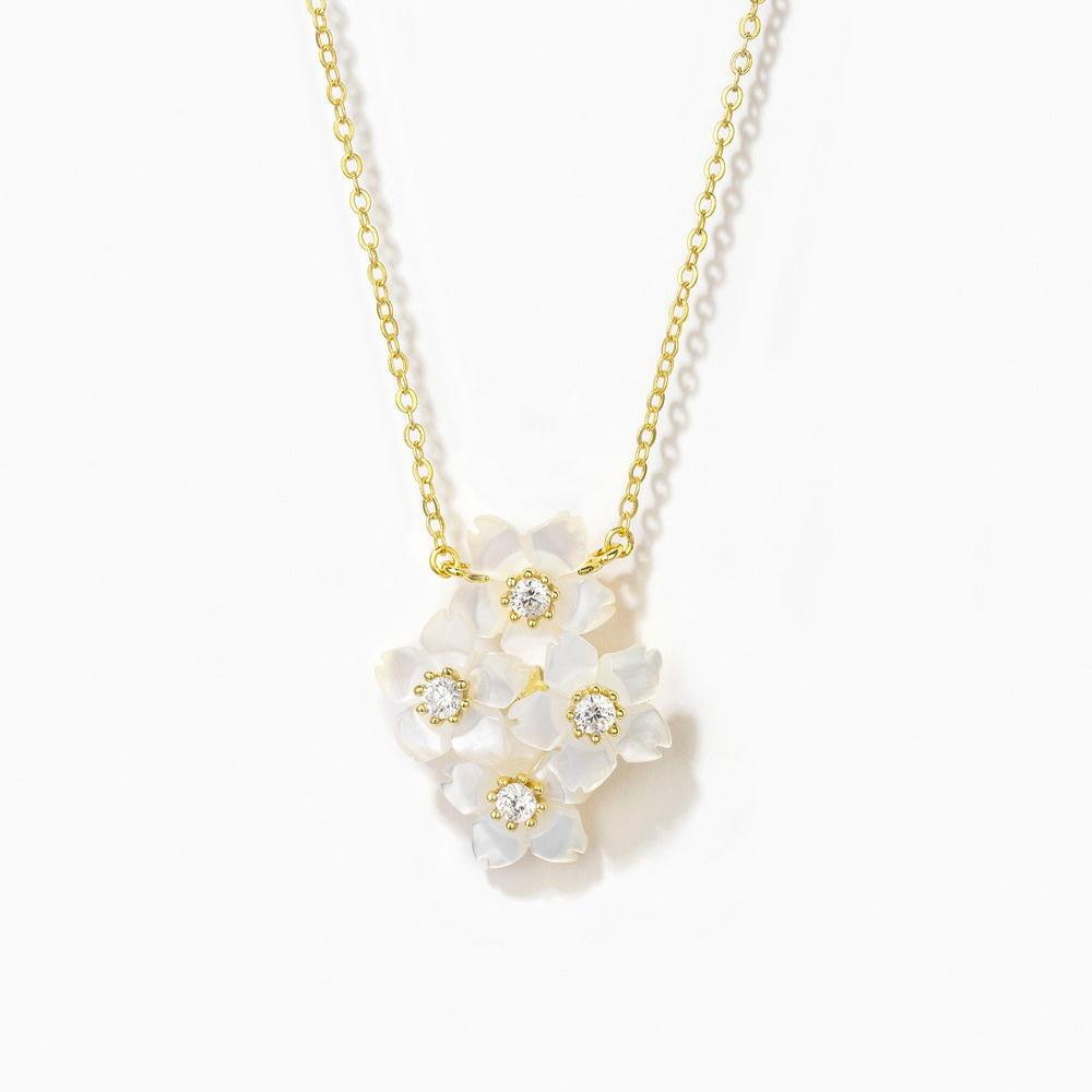 925 Sterling Silver MOP Four Flowers Necklaces