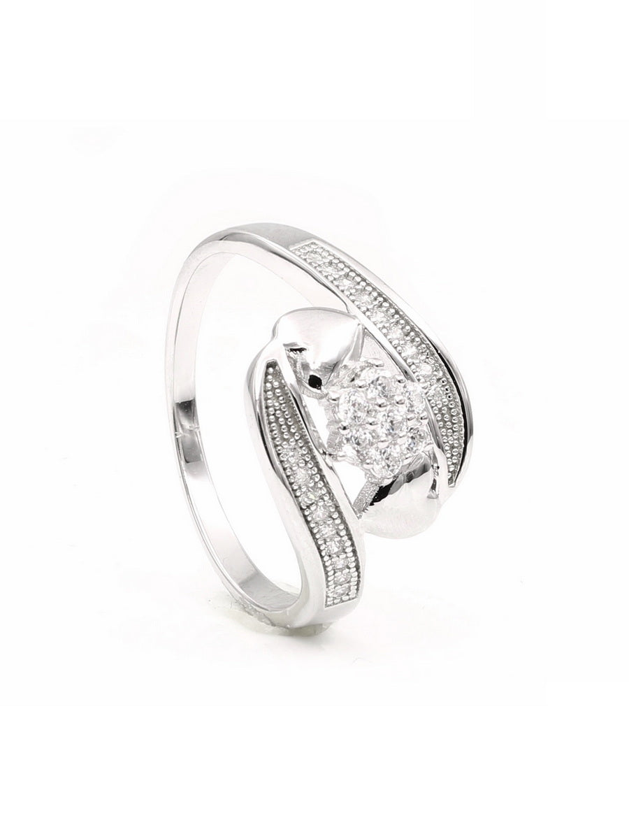 925 Silver CZ By Pass Stackable Ring