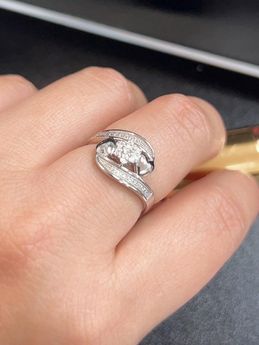 925 Silver CZ By Pass Stackable Ring