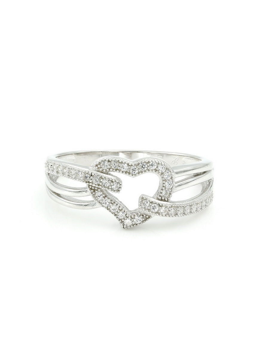925 Silver Heart Shape CZ Infinity Band Ring