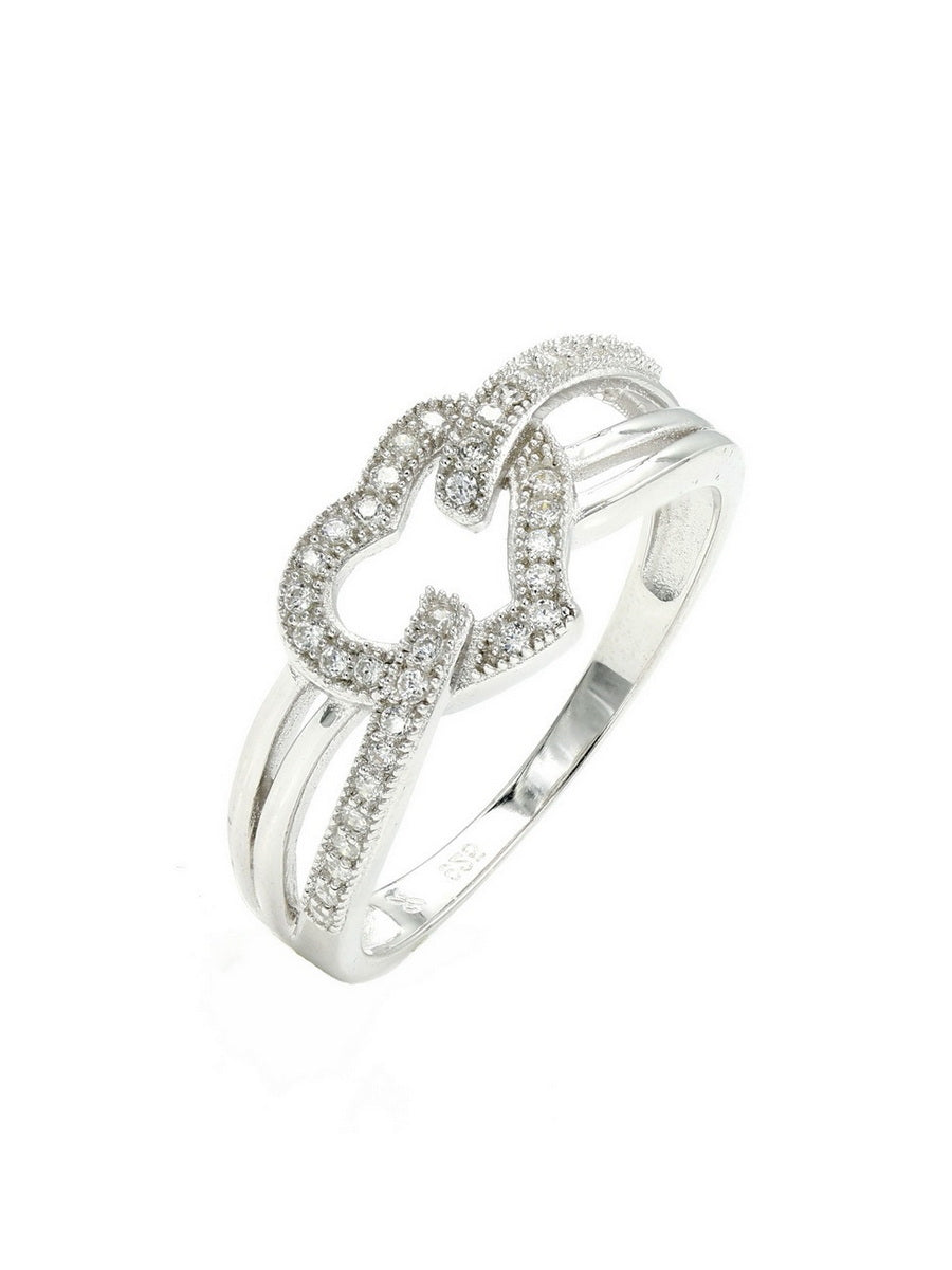925 Silver Heart Shape CZ Infinity Band Ring