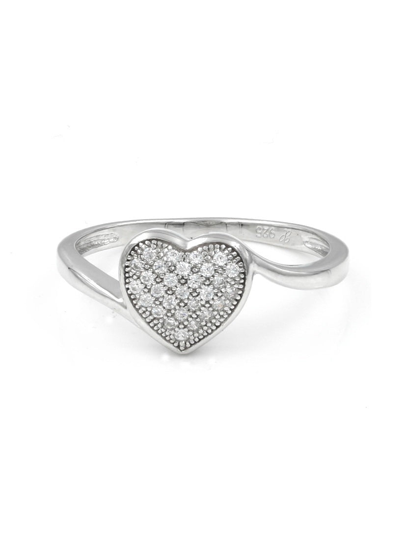 925 Silver Cubic Zirconia  Heart CZ Ring
