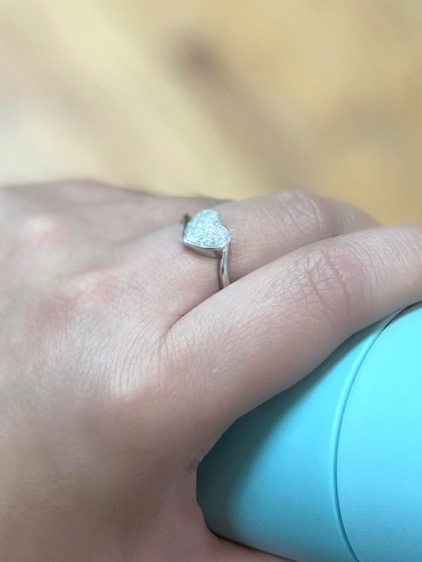 925 Silver Cubic Zirconia  Heart CZ Ring