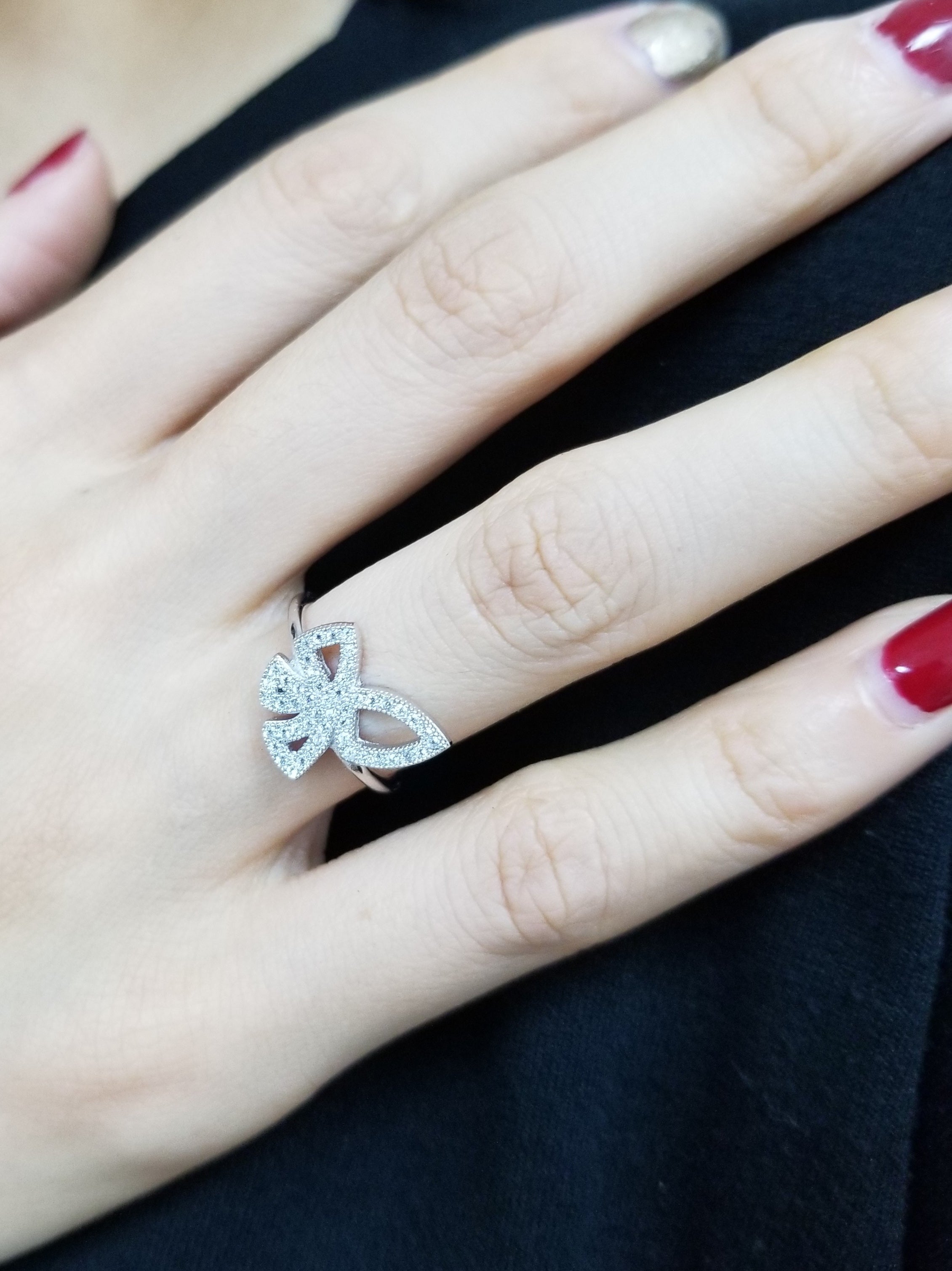925 Silver Cubic Zirconia Bow Ring
