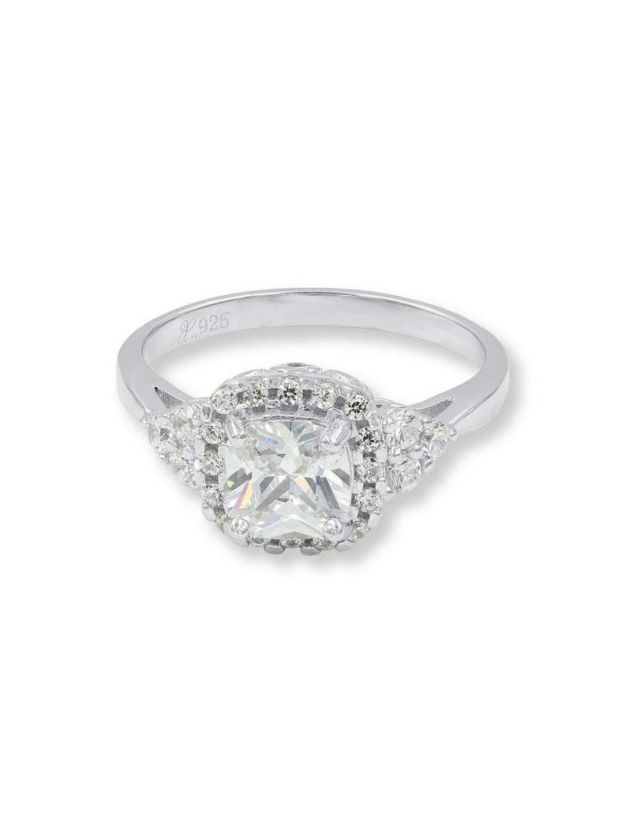 925 Silver Cubic Zirconia Halo Wedding Ring