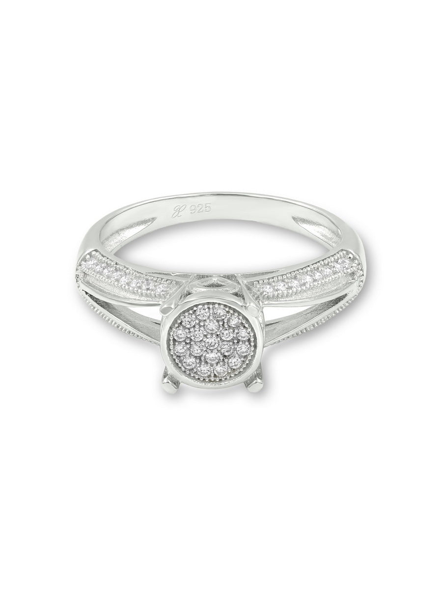 925 Silver CZ Pave Round Shape Ring