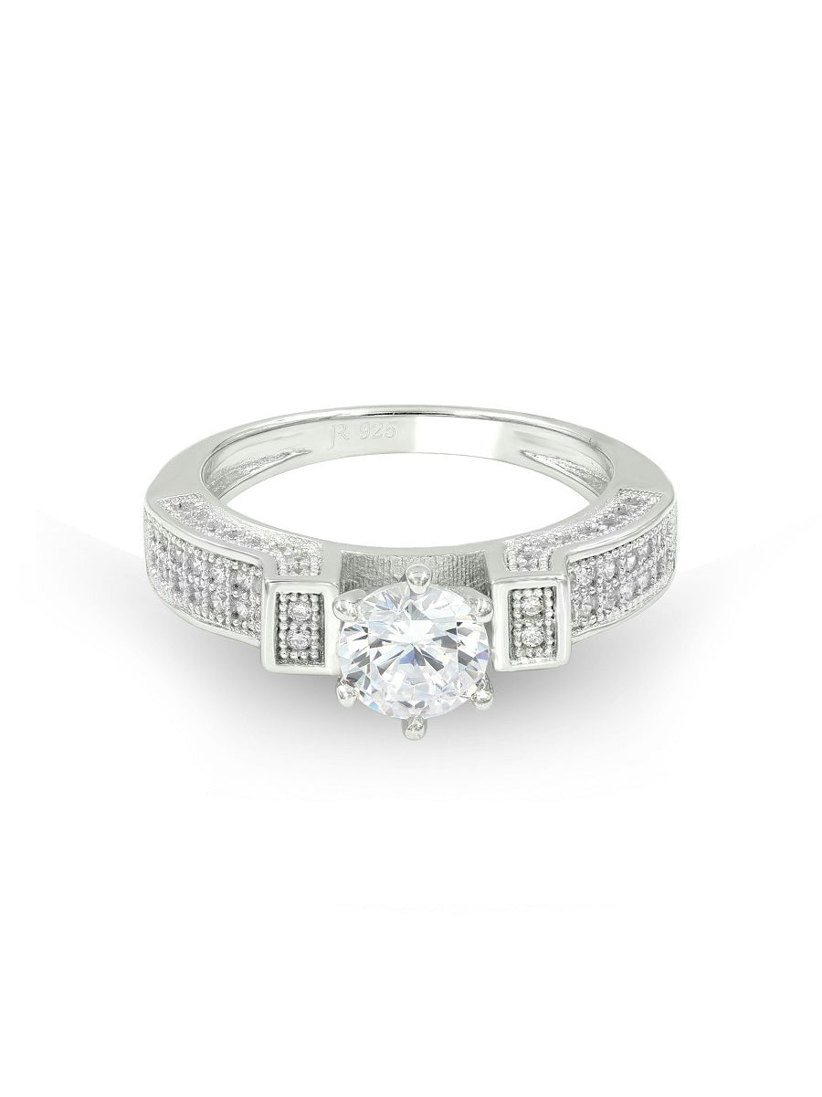 925 Silver Round Shape CZ Wedding Ring