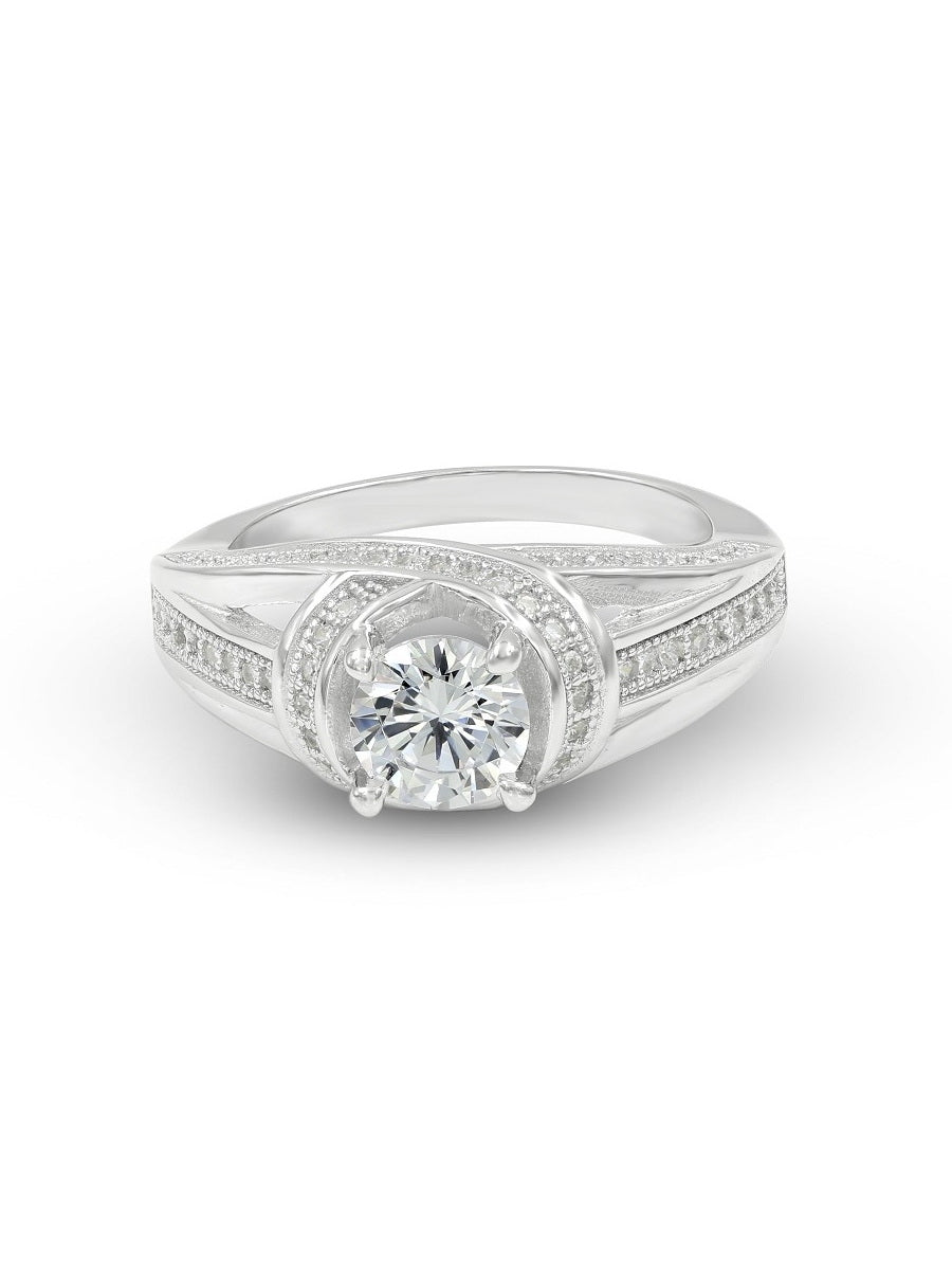 925 Silver Round Shape CZ Wedding Ring