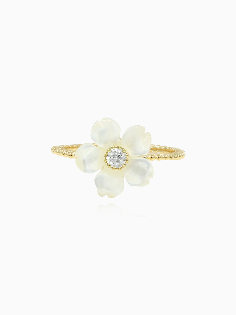 925 Sterling Silver Flower MOP with CZ Ring