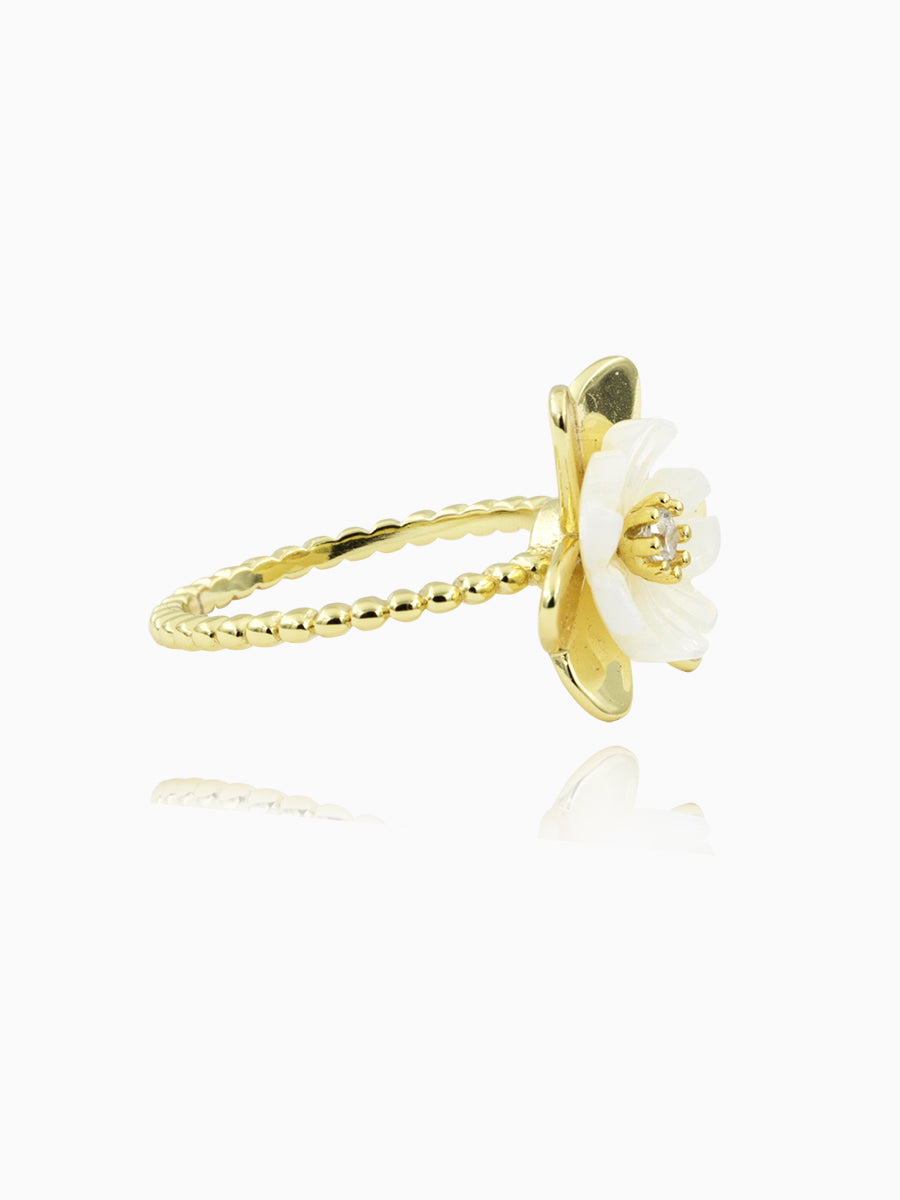 925 Sterling Silver MOP Freshness Flower Ring