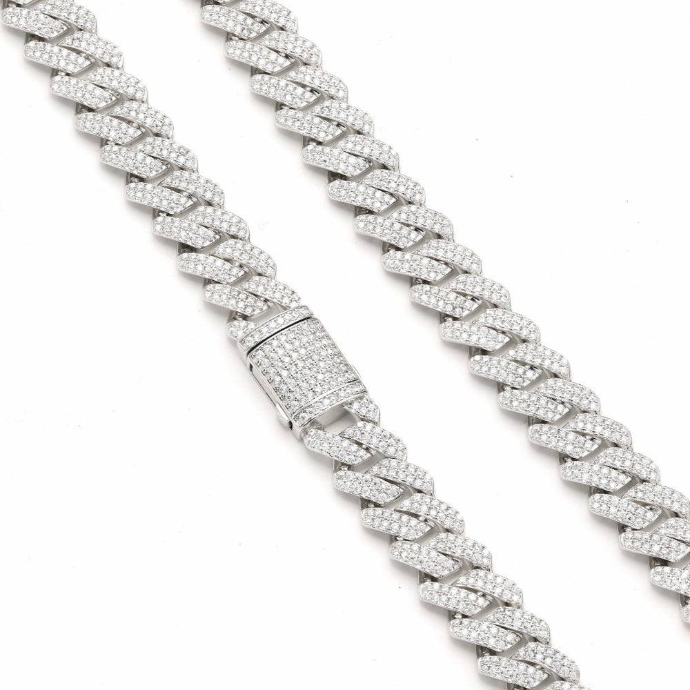 925 Silver Moissanite 12MM Cuban Links Necklace