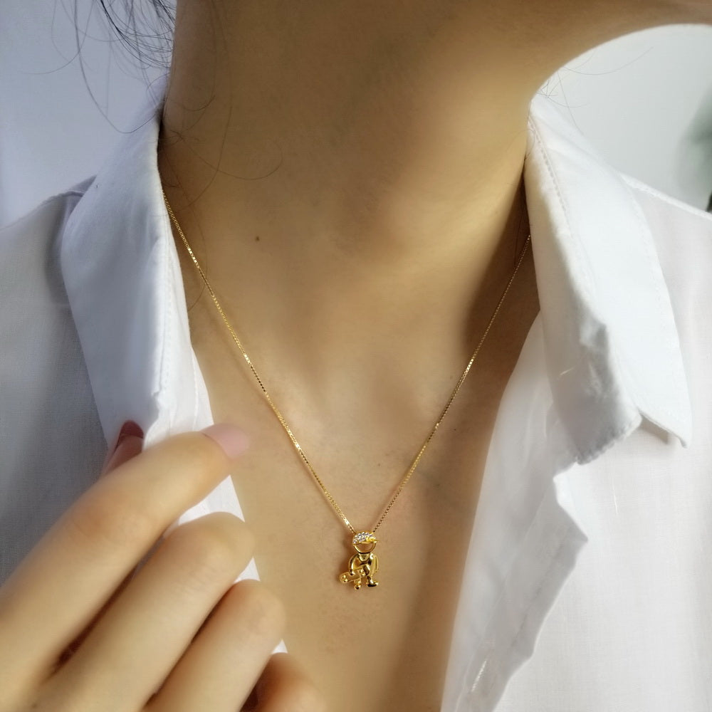 925 Sterling Silver CZ Boy Necklace