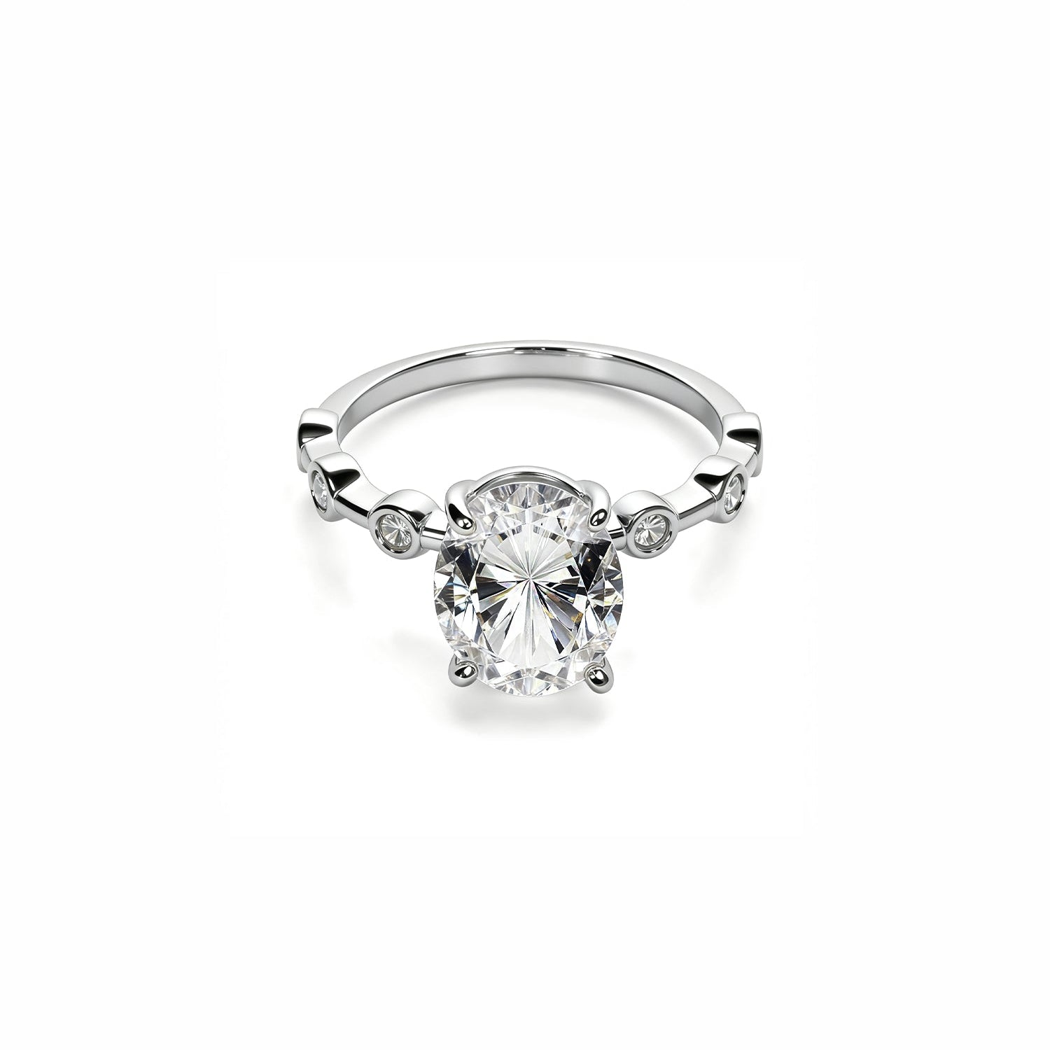 925 Silver 4.2Ctw. Moissanite Oval Cut Engagement Ring