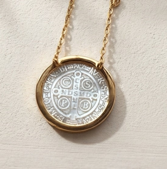 925 Silver Praying Virgin Mary MOP with CZ Pendant