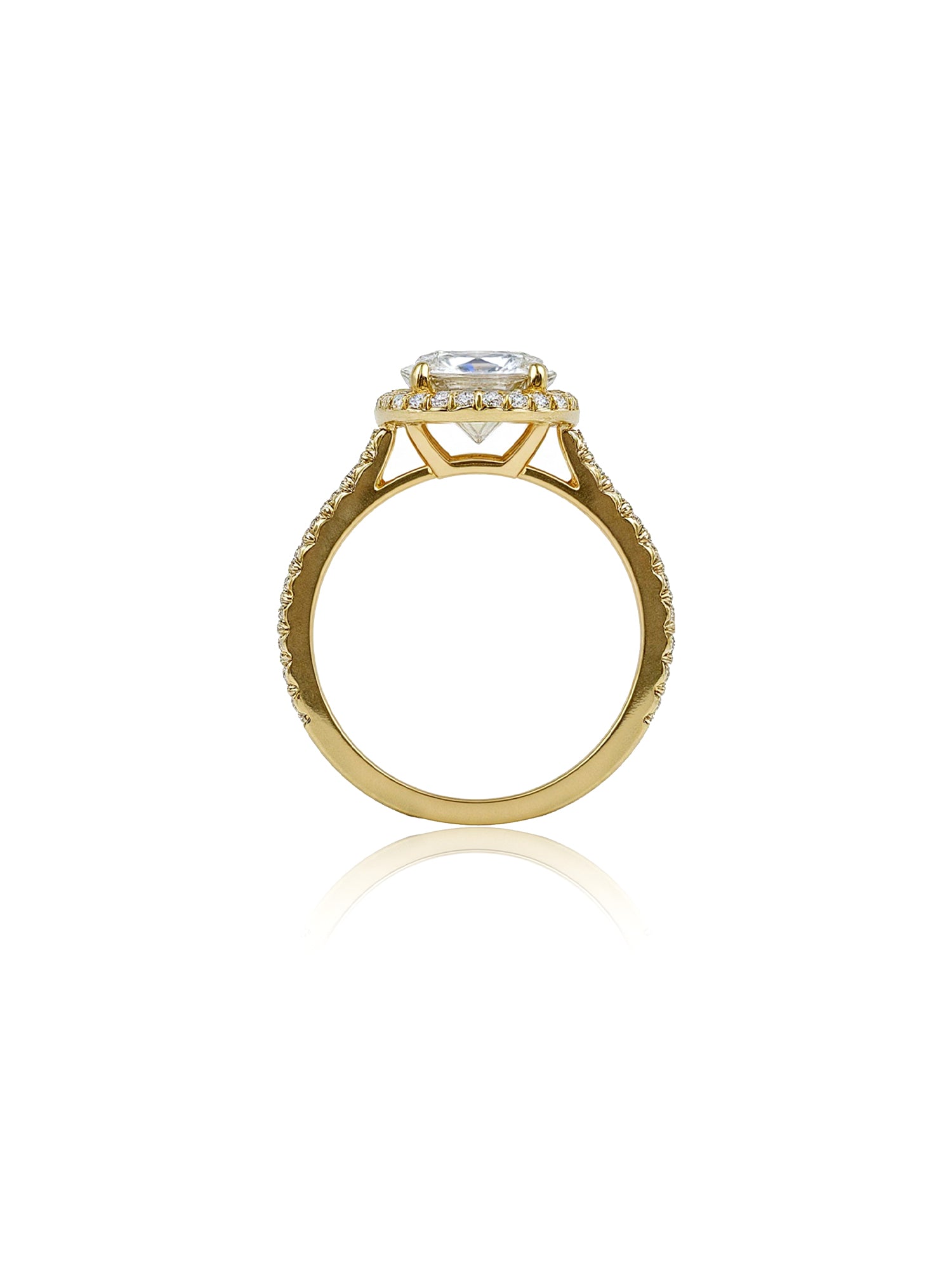 925 Silver Halo Setting Moissanite Engagement Ring