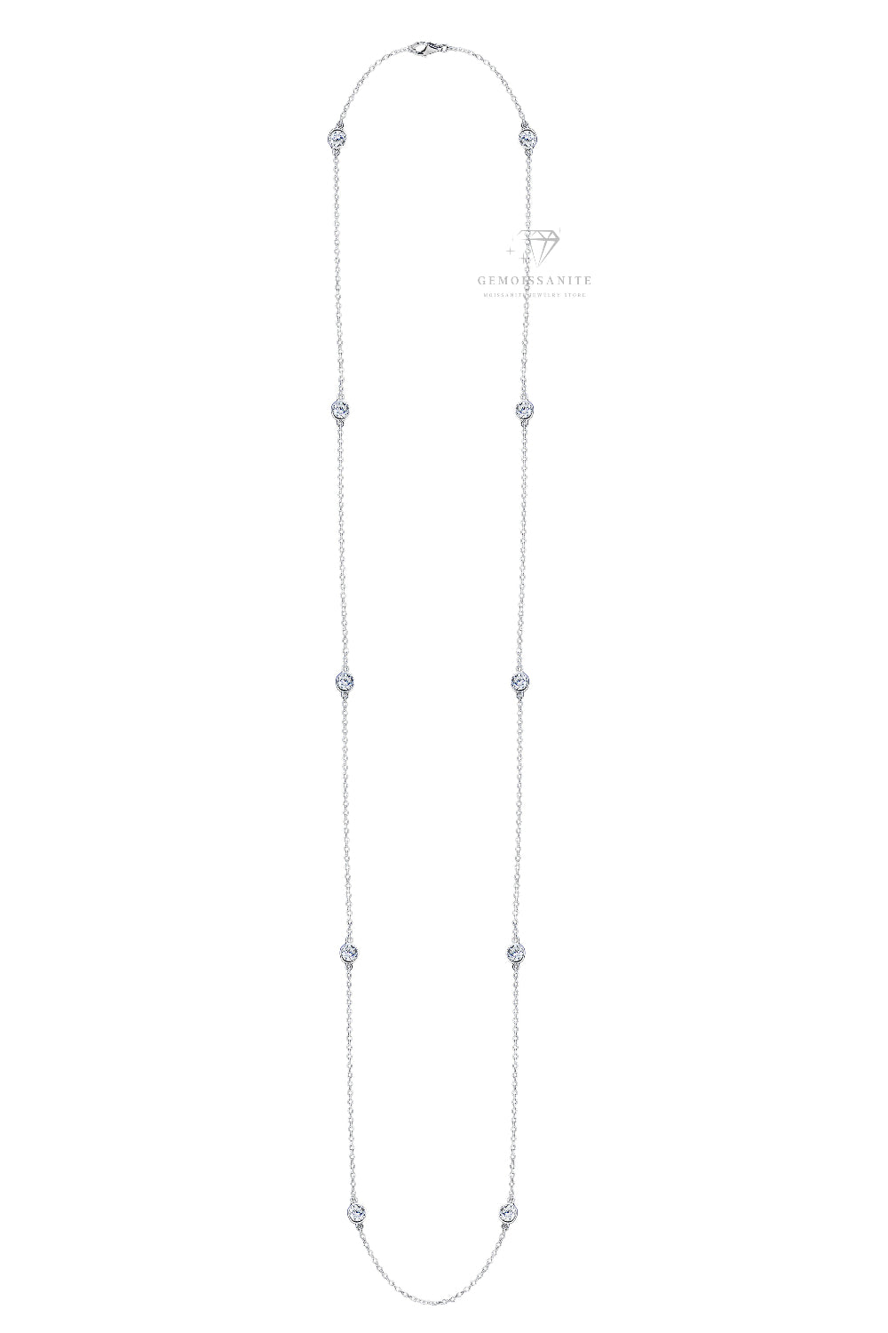 925 Silver Moissanite Diamond by Yard Chain Necklace