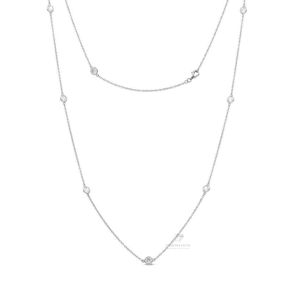 925 Silver Moissanite Diamond by Yard Chain Necklace