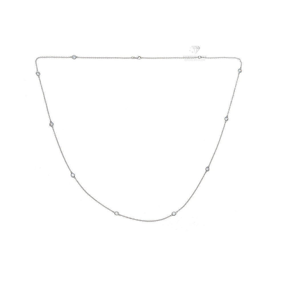 925 Silver Moissanite Diamond by Yard Chain Necklace