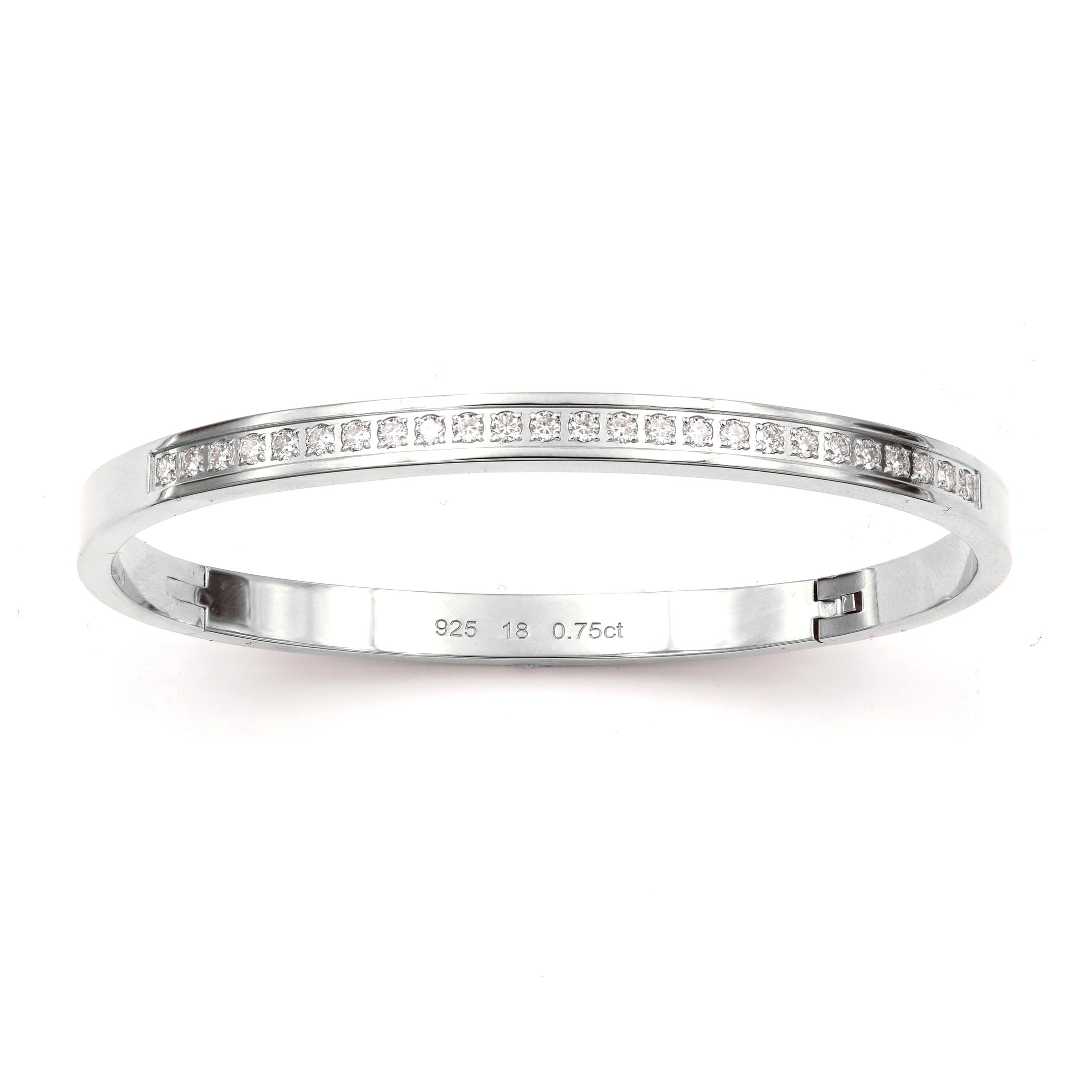 925 Sterling Silver Moissanite Unisex Bangle