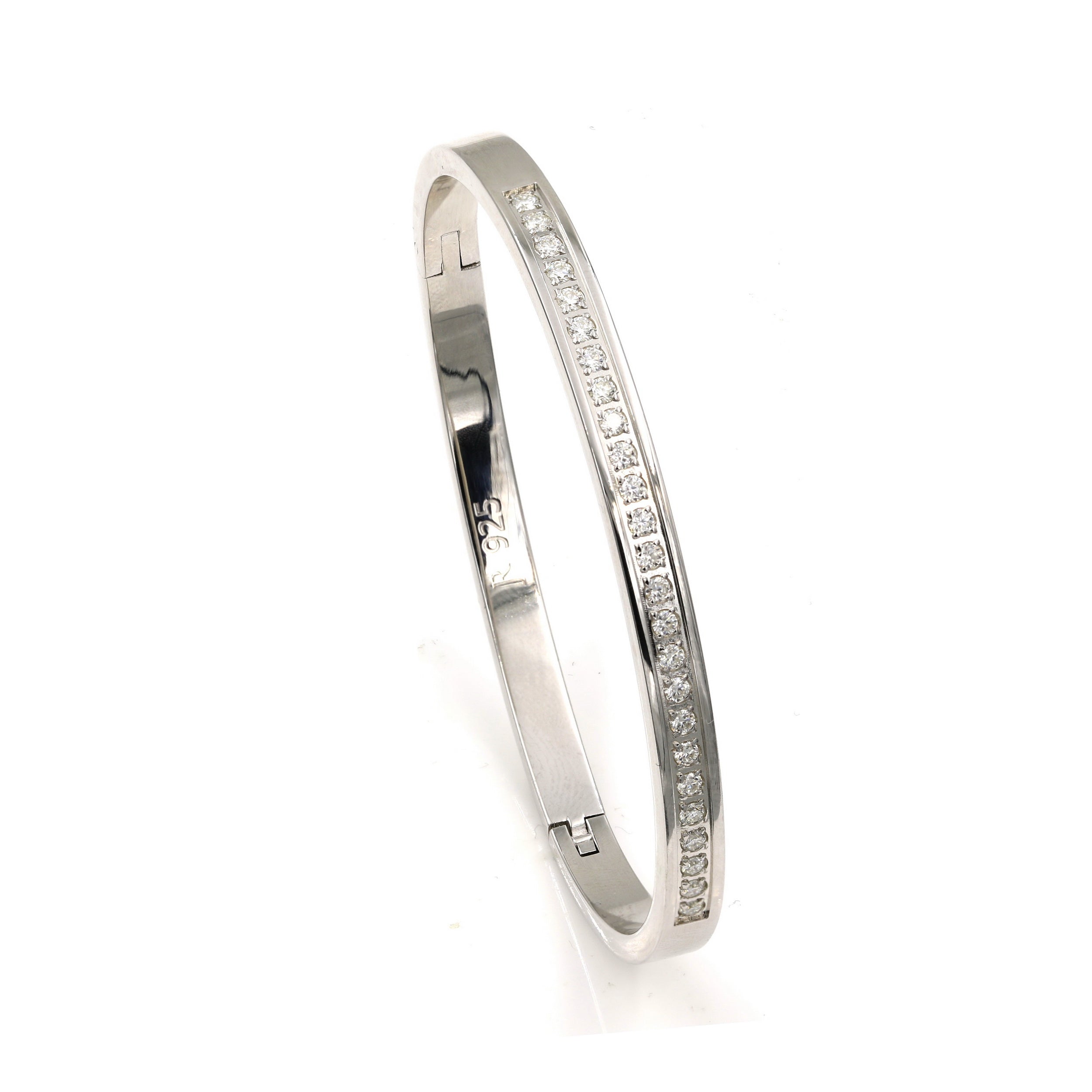 925 Sterling Silver Moissanite Unisex Bangle