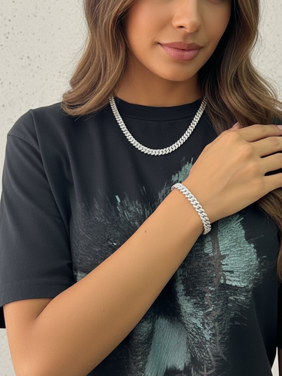 925 Silver Moissanite 8MM Cuban Links