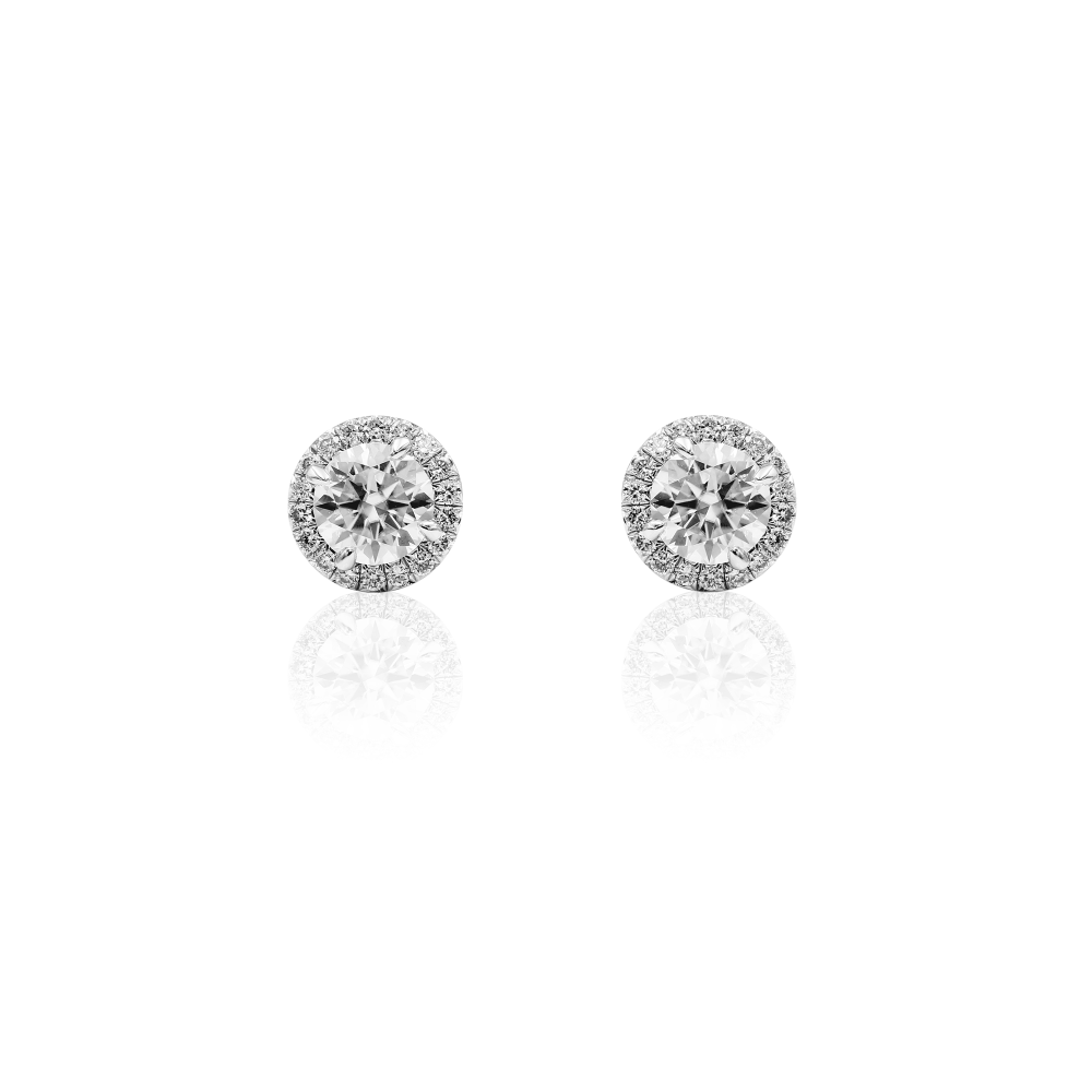 925 Sterling Silver Moissanite Halo Setting Studs Earrings