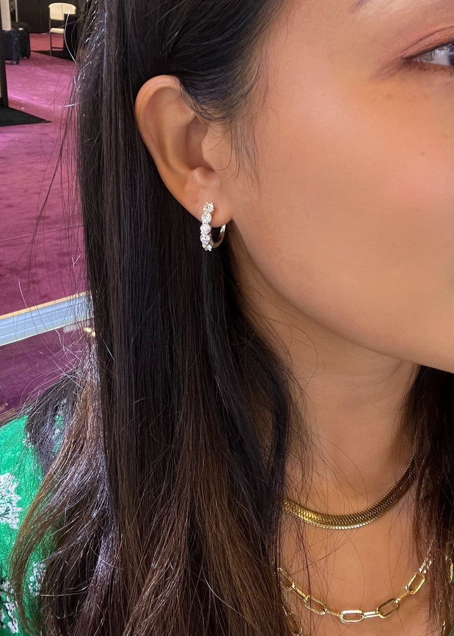 925 Sterling Silver 3 Ct. Moissanite Hoop Earrings