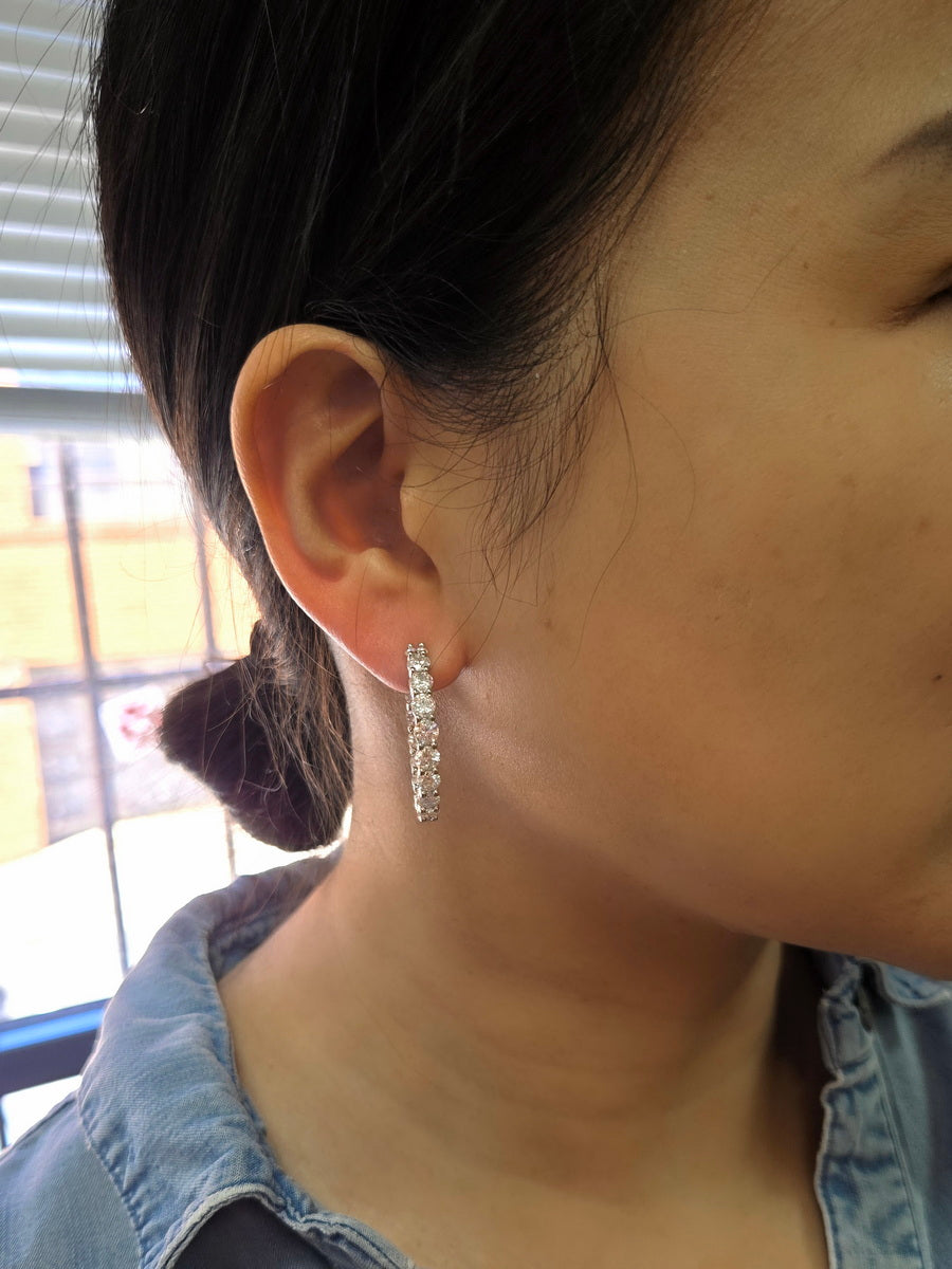 925 Silver Moissanite Inside Outside 35mm Hoop Earrings