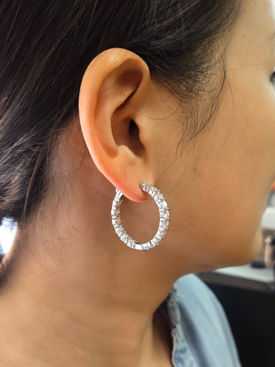 925 Silver Moissanite Inside Outside 35mm Hoop Earrings