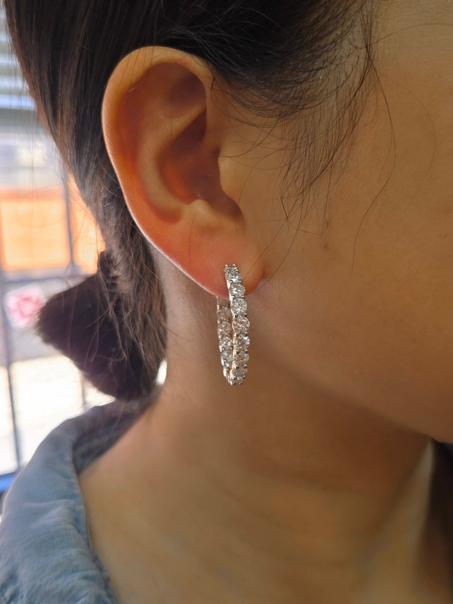 925 Silver Moissanite Inside Outside 35mm Hoop Earrings