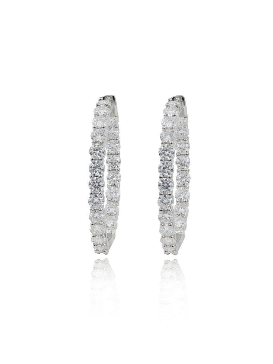 925 Silver Moissanite Inside Outside 40mm Hoop Earrings