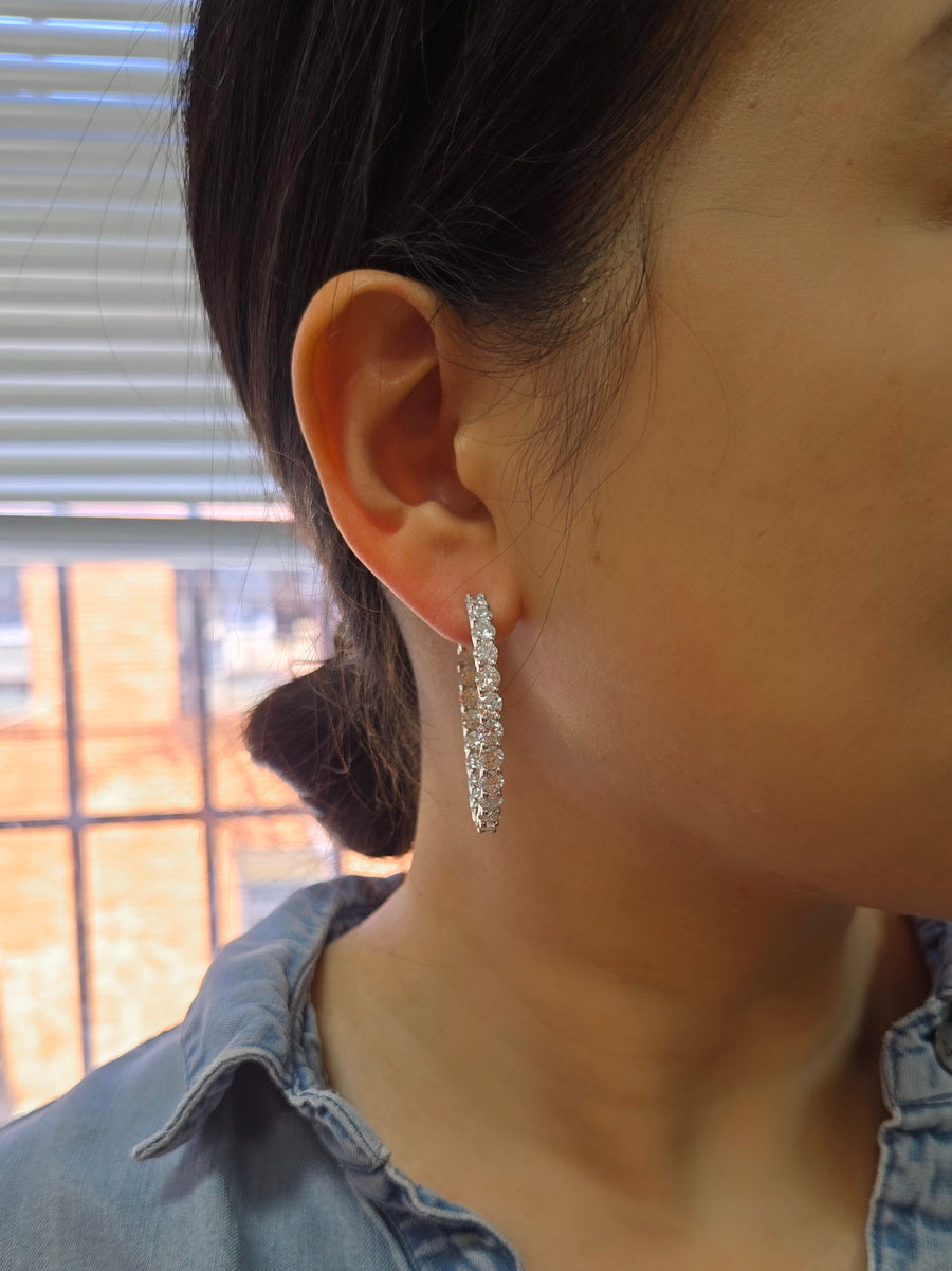 925 Silver Moissanite Inside Outside 40mm Hoop Earrings
