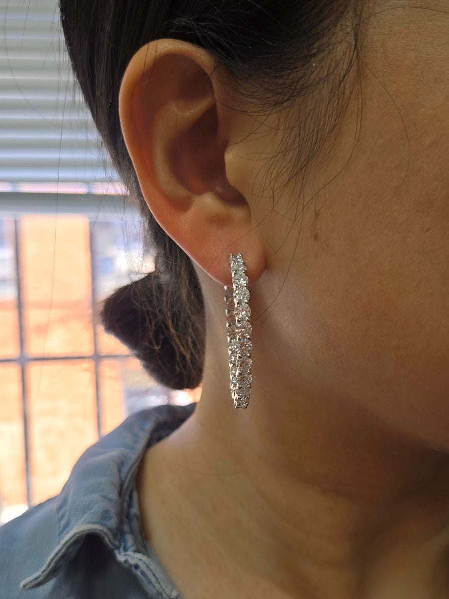925 Silver Moissanite Inside Outside 40mm Hoop Earrings