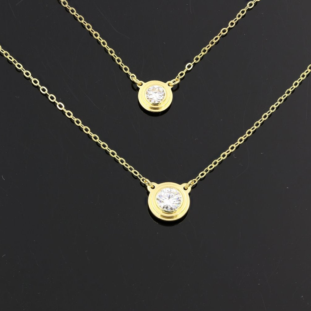 Vermeil Gold Moissanite Bezel Setting Necklace