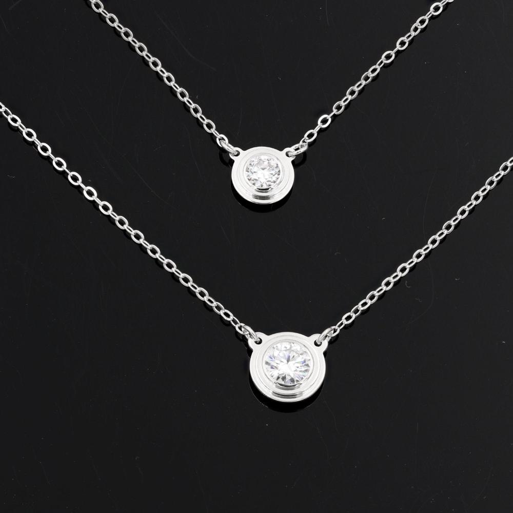 925 Silver Moissanite Bezel Setting Necklace