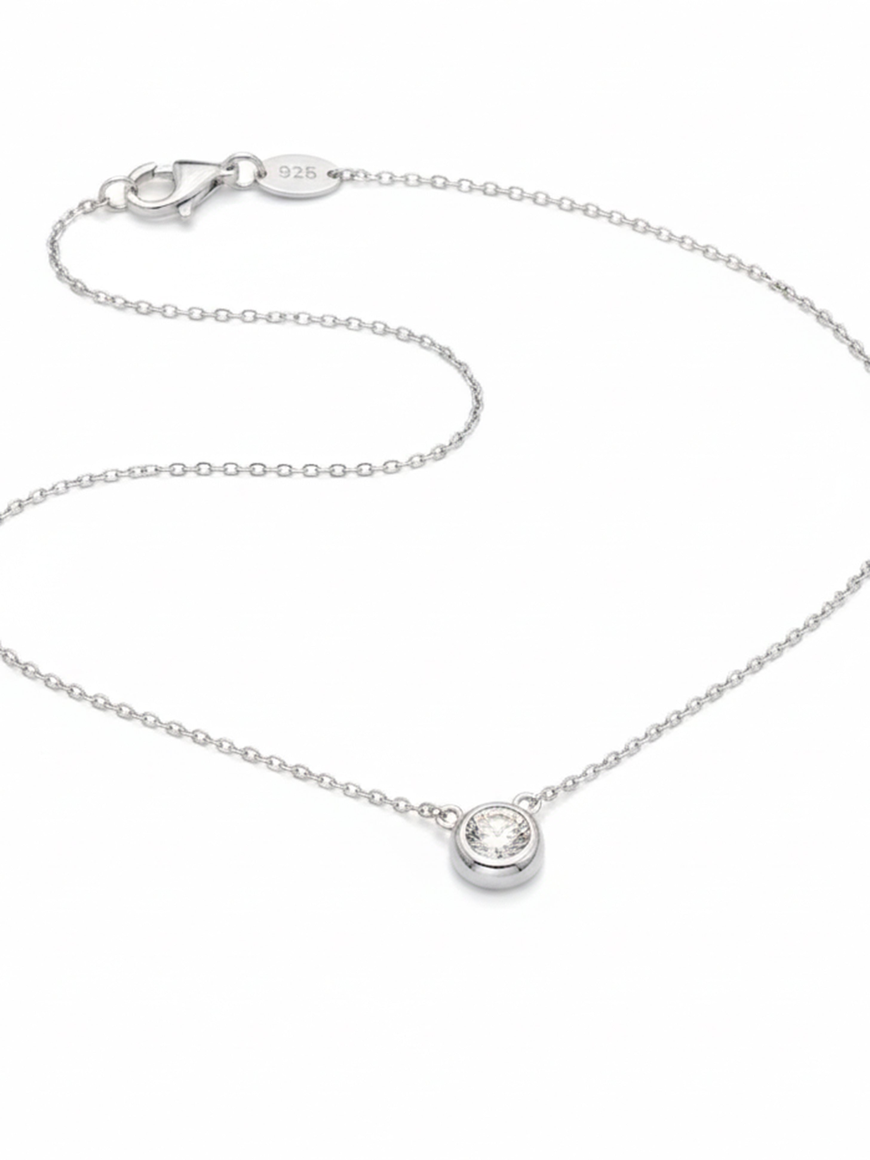 925 Sterling Silver Moissanite Bezel Solitaire Necklace