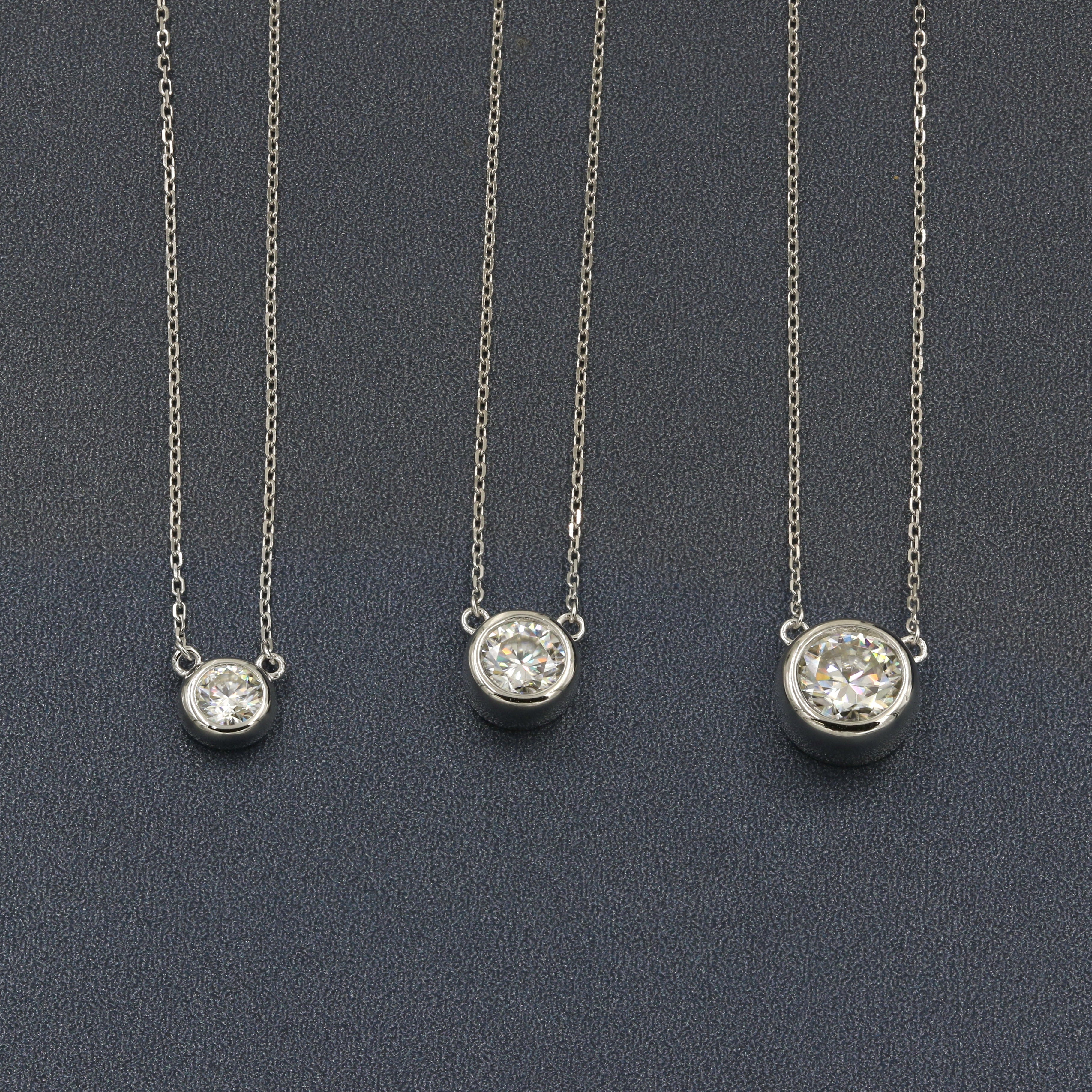925 Sterling Silver Moissanite Bezel Solitaire Necklace