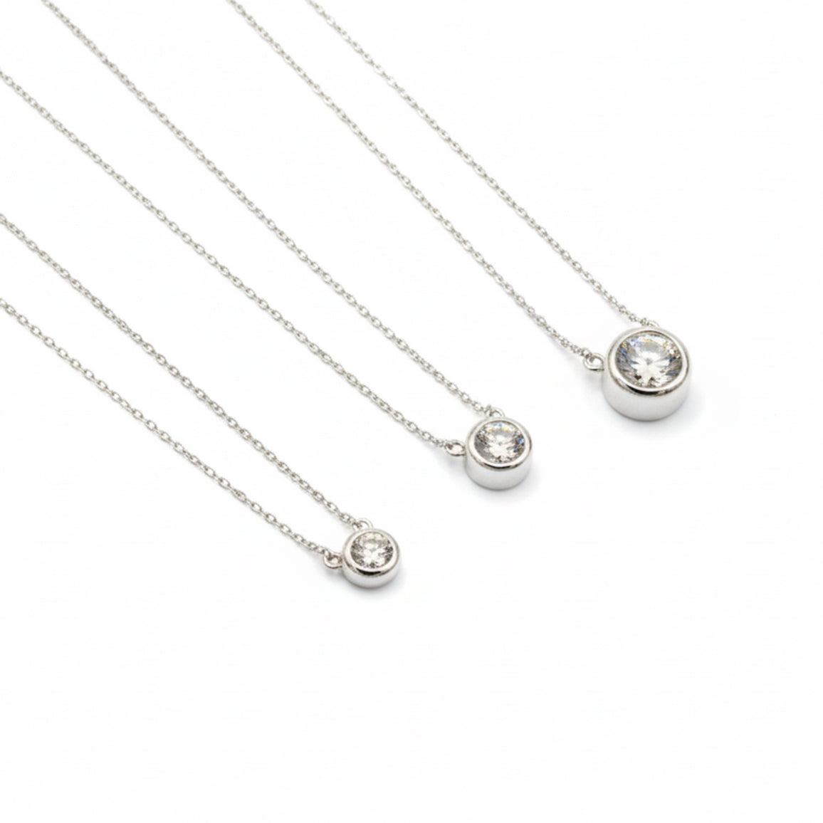 925 Sterling Silver Moissanite Bezel Solitaire Necklace