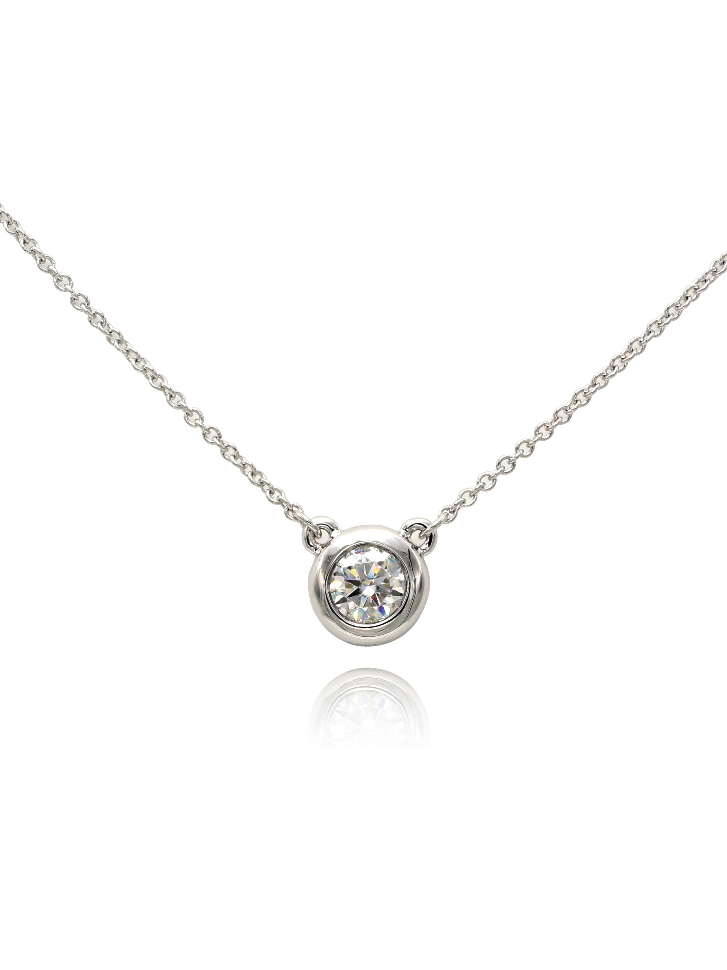 925 Sterling Silver Moissanite Bezel Solitaire Necklace