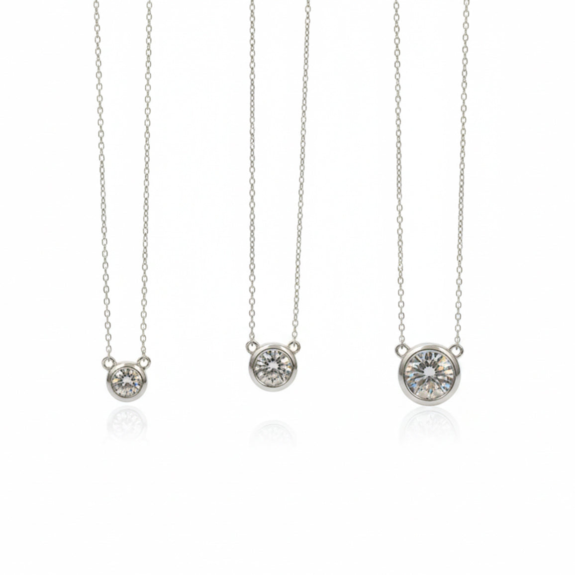 925 Sterling Silver Moissanite Bezel Solitaire Necklace