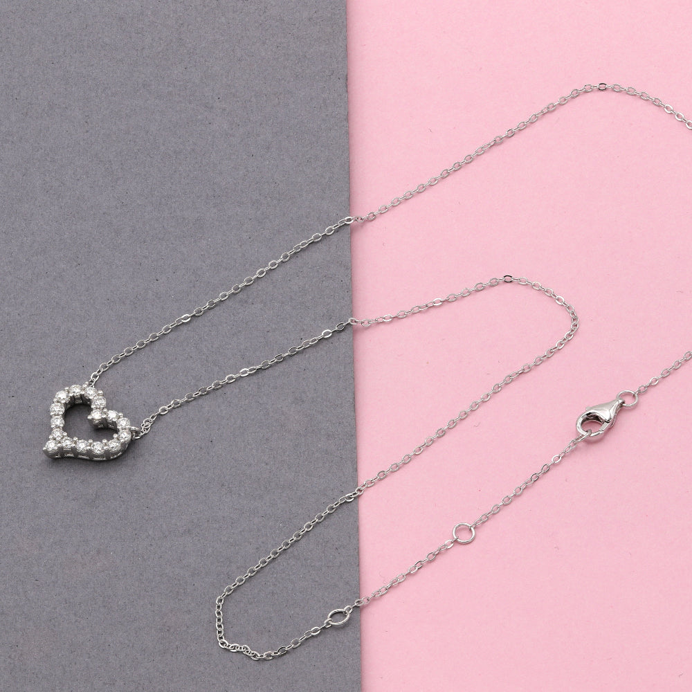 925 Sterling Silver Heart Moissanite Pendant Necklace
