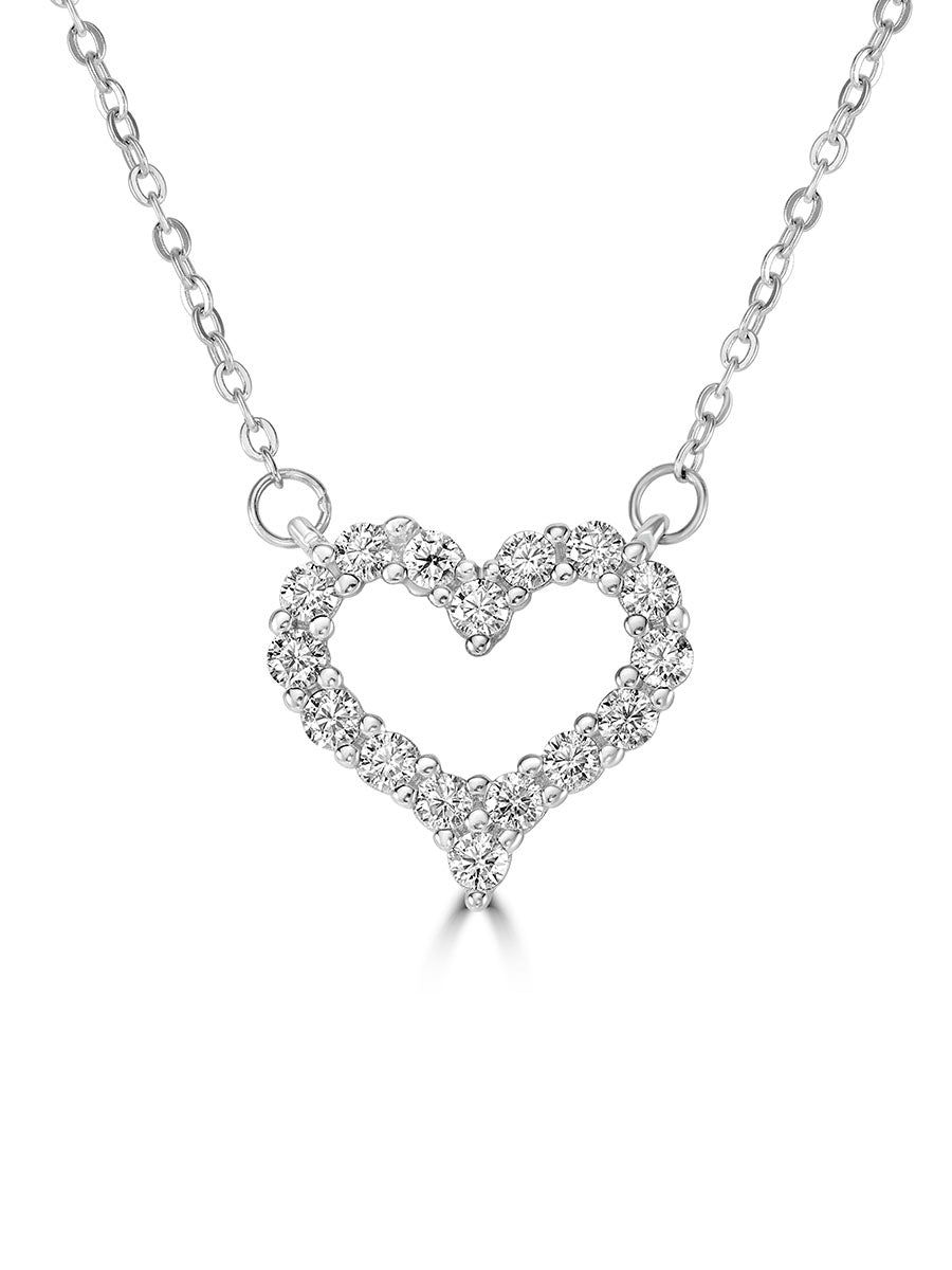 925 Sterling Silver Heart Moissanite Pendant Necklace