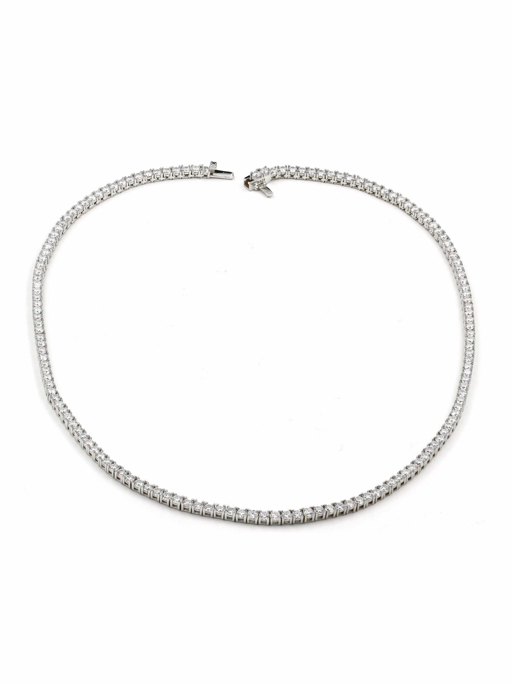 925 Sterling Silver 3mm Moissanite Tennis Necklace
