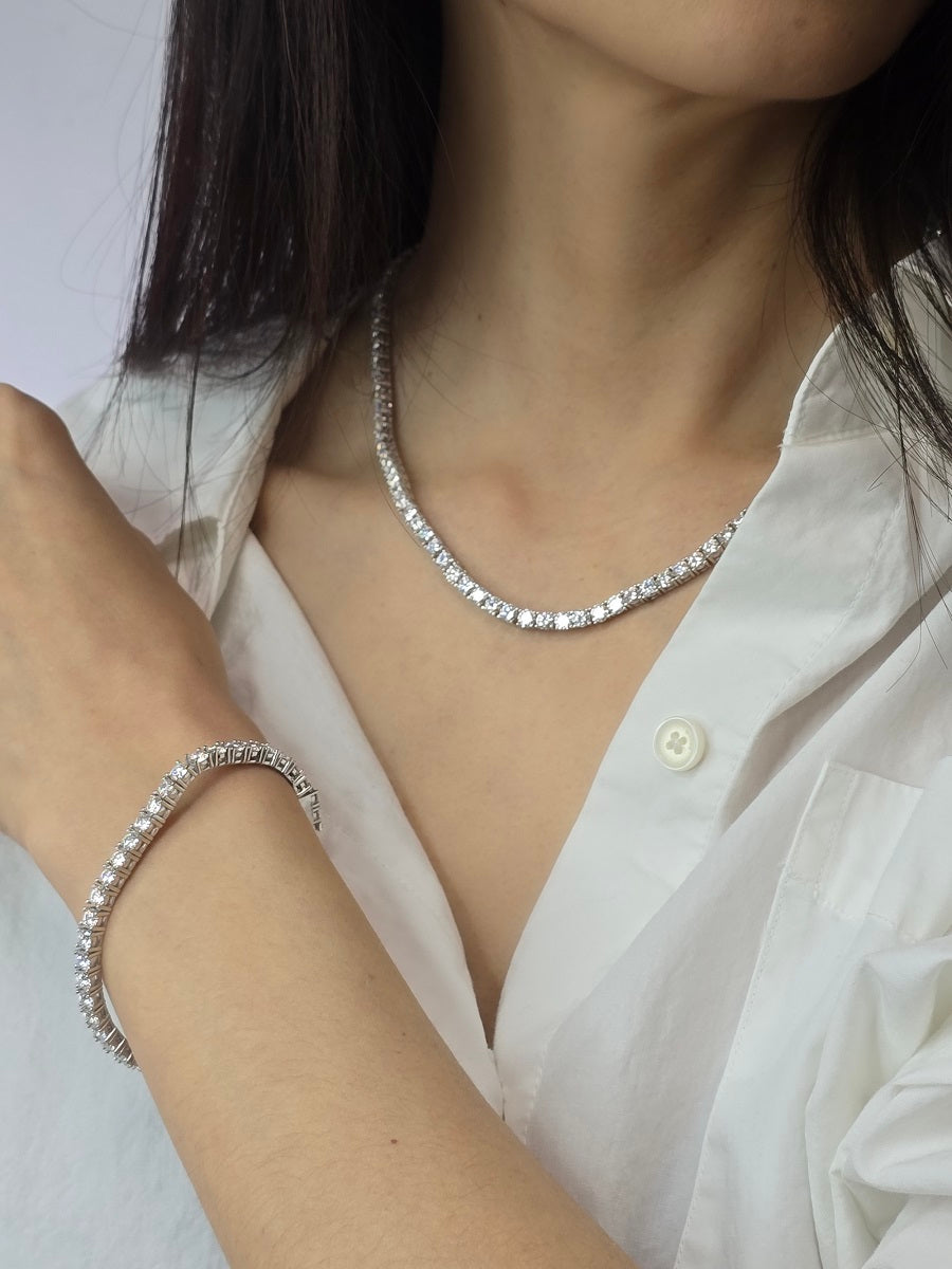 925 Sterling Silver 3mm Moissanite Tennis Necklace