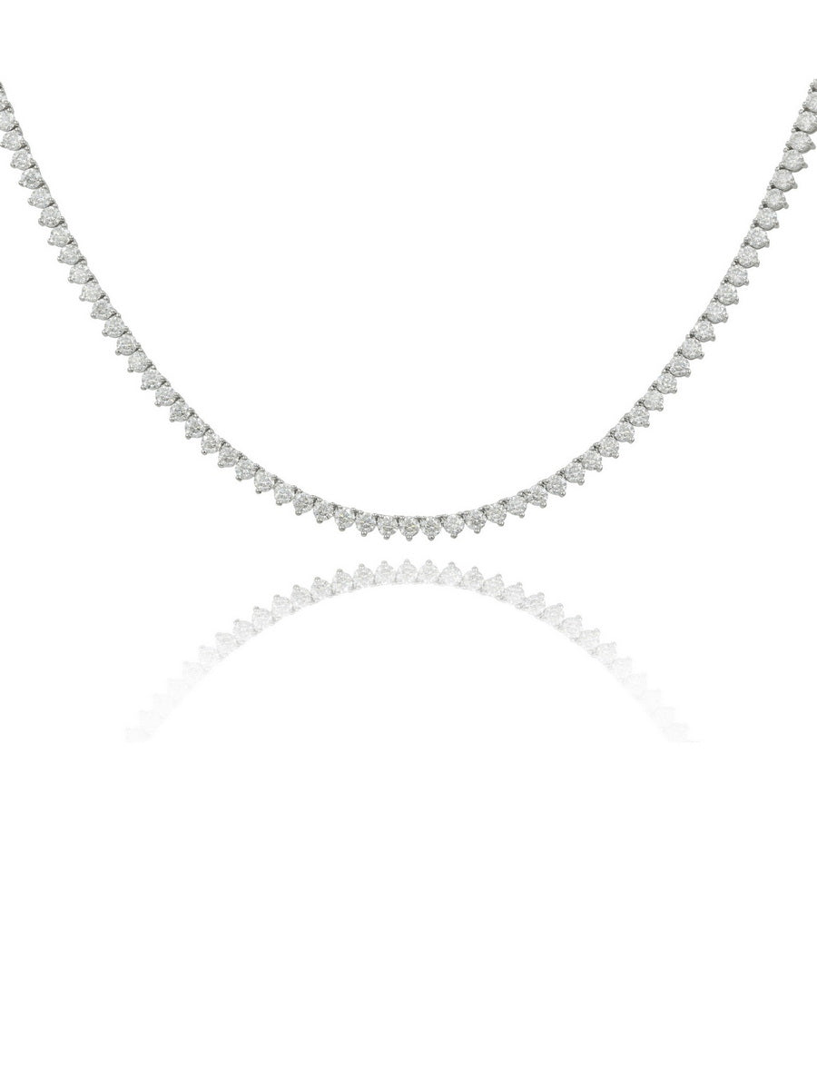 925 Silver 3 Prong Setting Moissanite Tennis Necklace