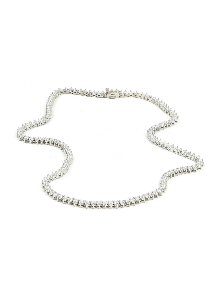 925 Silver 3 Prong Setting Moissanite Tennis Necklace