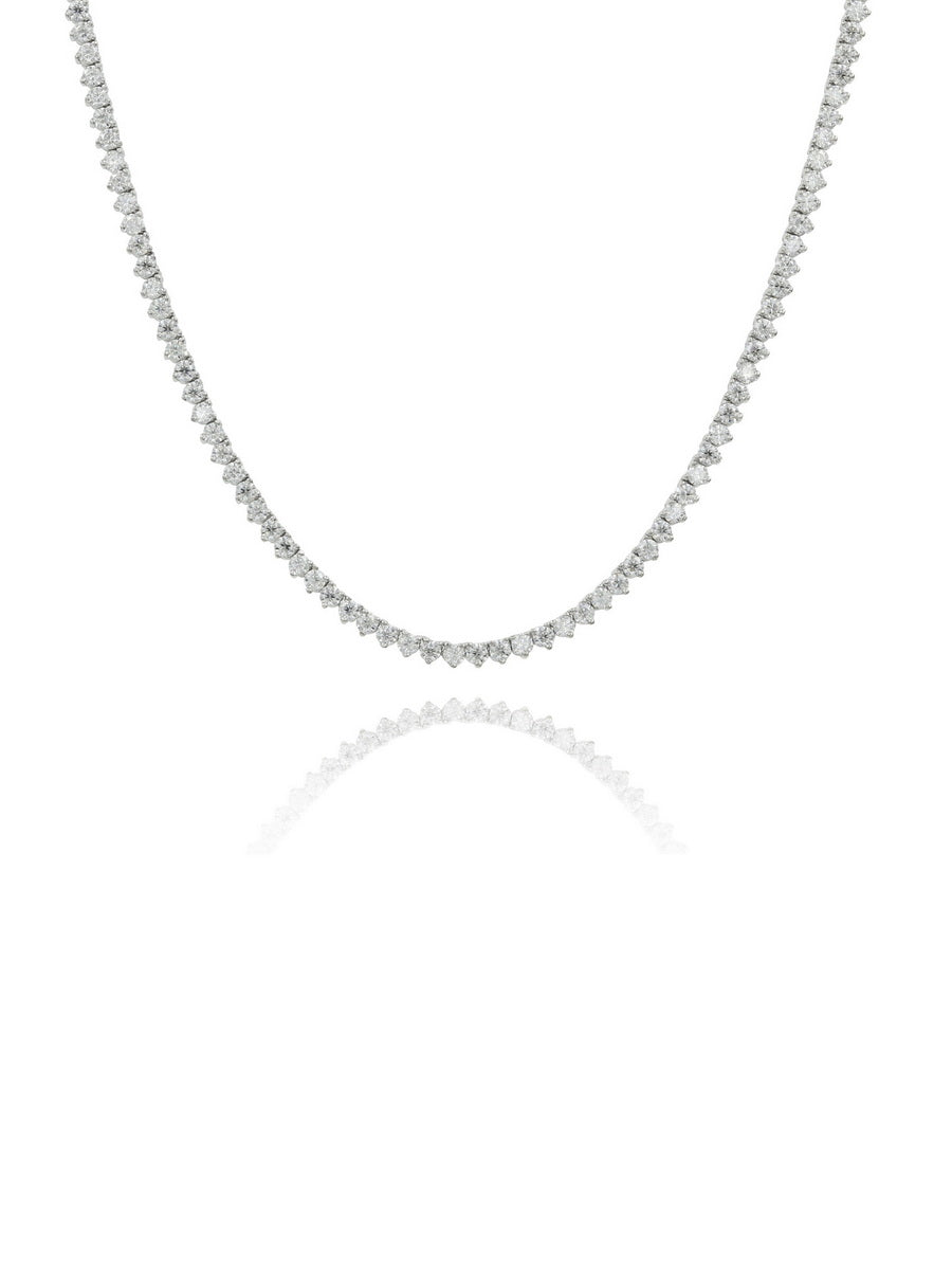 925 Silver 2mm 3 Prong Moissanite Tennis Necklace