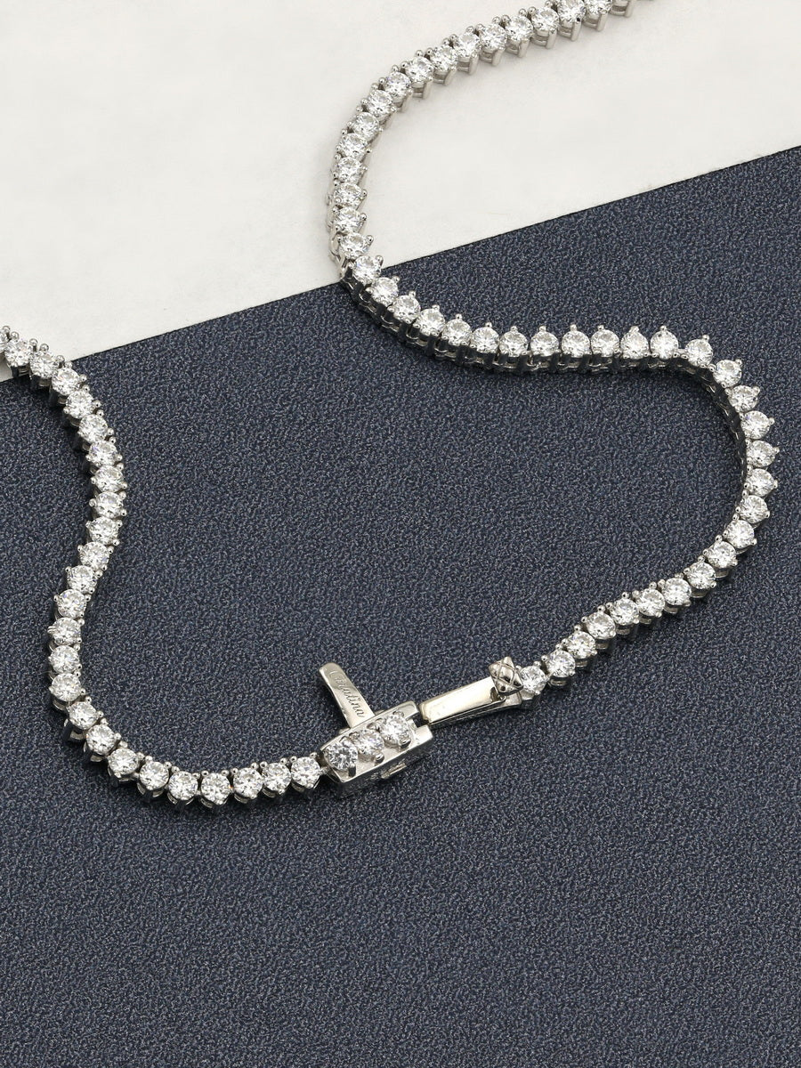 925 Silver 2-5mm Moissanite Graduated Tennis Necklace