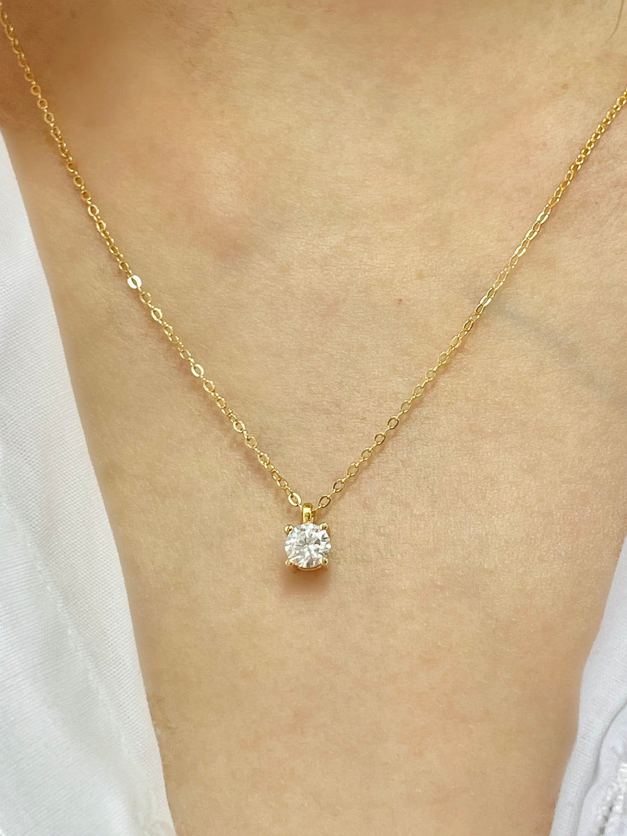 Vermeil Gold Plated Moissanite Solitaire Pendant Necklace