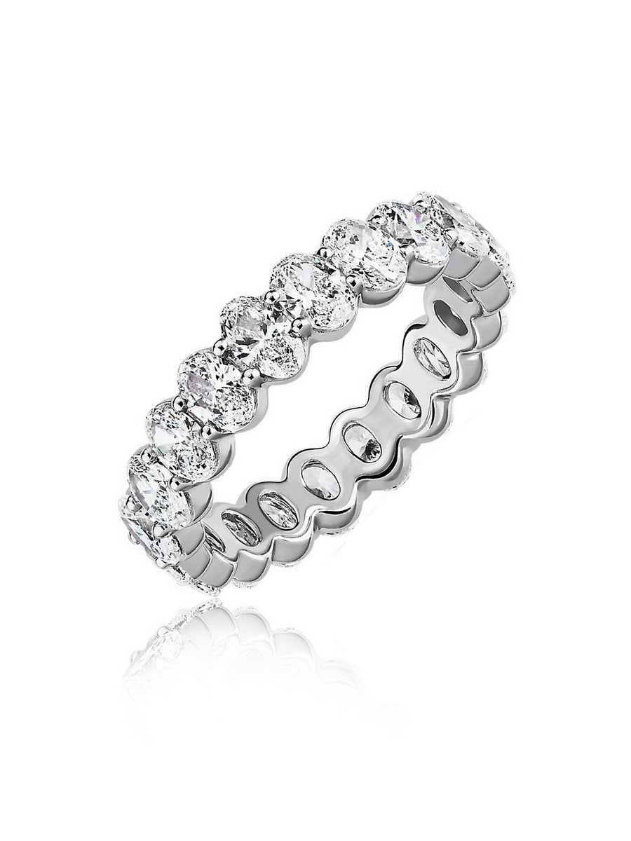 925 Silver Oval Cut Moissanite Eternity Band Ring